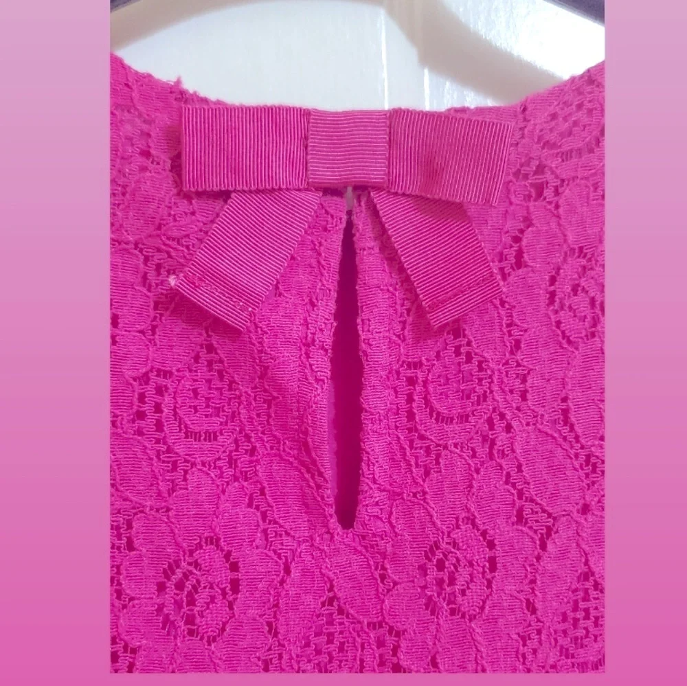 Gymboree | Girls Fuchsia Flower Laced Dress | Size Medium 7/8 | EUC